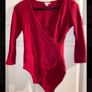 Timing wrap bodysuit in red